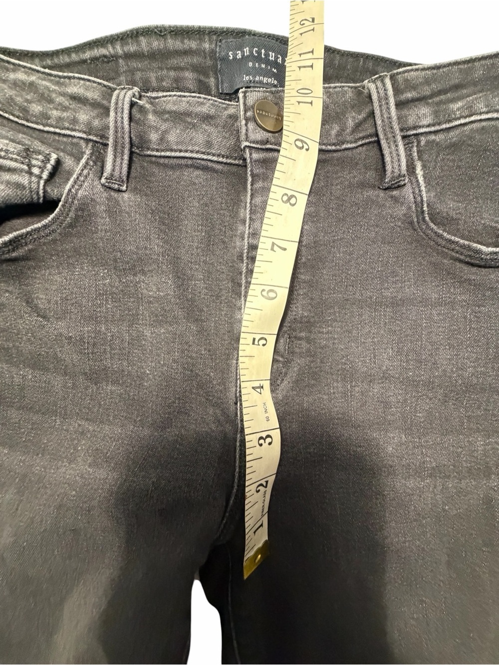 Sanctuary Connector Kick Crop Women's Washed Black Flare Hem Jeans Sz 8 - Picture 10 of 12